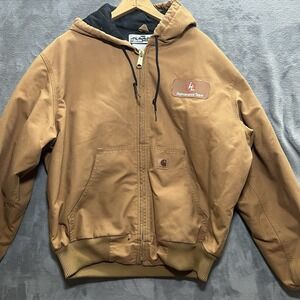 Carhartt 376-51 Jacket Mens Large Brown Duck Quilted Hooded Workwear Rental